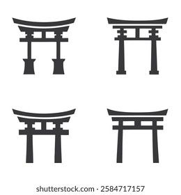 Minimalist Torii Gate Icons silhouette. for Japanese Culture and Design
