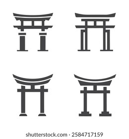 Minimalist Torii Gate Icons silhouette. for Japanese Culture and Design
