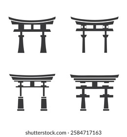 Minimalist Torii Gate Icons silhouette. for Japanese Culture and Design
