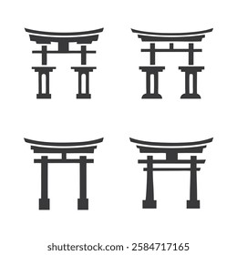 Minimalist Torii Gate Icons silhouette. for Japanese Culture and Design
