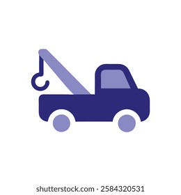 Minimalist Tow Truck Lifting a Small Car