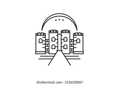 Minimalist Tower Fortress Castle Palace Kingdom Line Art Logo Design Inspiration