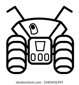 Minimalist tractor icon designed with bold lines and simple shapes. This tractor represents a strong and tough agricultural tool, suitable for various design needs related to agriculture, farming.