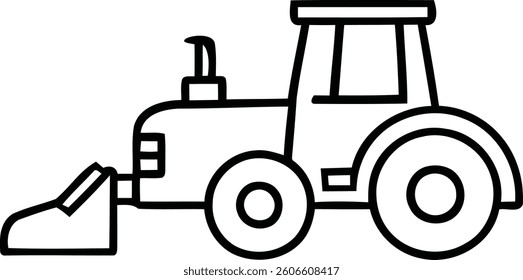 Minimalist Tractor Icon - Line Drawing of Farming Machinery