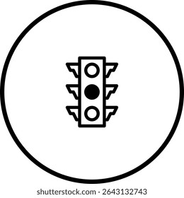 Minimalist Traffic Light Icon Signifying Road Safety and Control in a Circular Frame