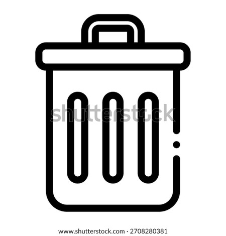Minimalist trash bin icon useful for recycling, waste management, and cleanup applications in digital interfaces.