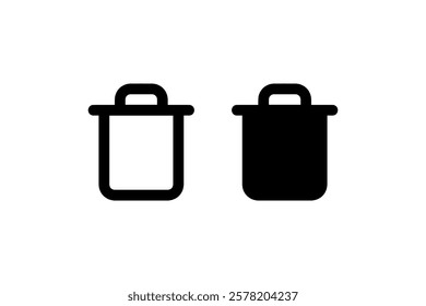 Minimalist Trash Can Icon Set in Black Vector