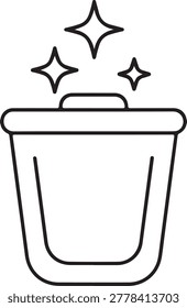 Minimalist trash can icon with sparkling stars