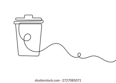 Ilustración lineal minimalista de papelera creada con un solo trazo continuo