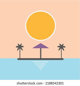 Ilustración del vector Sun de la playa de viajes minimalista