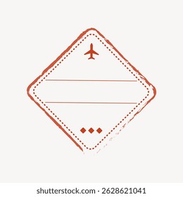 Etiqueta minimalista com tema de viagem com ícone de avião. O design simples apresenta um plano e linhas para texto. Perfeito para viagens, bagagem ou temas de aventura. Vetor do elemento de logotipo.