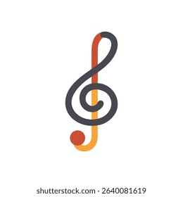 Minimalist treble clef music note on White Background illustration