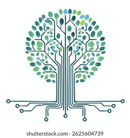 Minimalist Tree with Bold Curved Branches Vector.