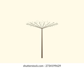 Minimalist tree branch design featuring delicate twigs and subtle details, isolated on a light beige background, evoking a serene and natural aesthetic