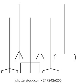 Minimalist tree designs. Black line art. Abstract nature symbols. Vector illustration.