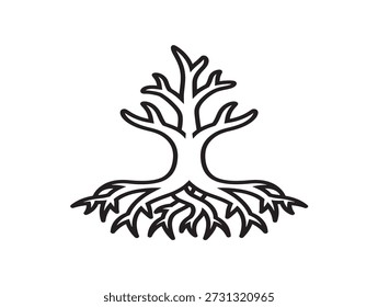 Minimalist tree with extensive roots