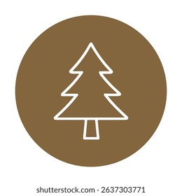 Minimalist tree icon in earthy circle icon illustration element