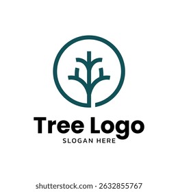 Minimalist tree icon logo vector illustration design. Simple minimalist environment, nature, ecology logo concept.