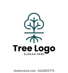 Diseño minimalista de la Ilustración vectorial del logotipo del icono del árbol. Ambiente minimalista simple, naturaleza, concepto de logotipo de ecología.