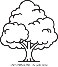 Minimalist tree icon vector design in clean medium thin line art silhouette style modern simple nature symbol sign graphic element for professional illustration branding and digital use