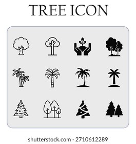 Ilustración vectorial minimalista del icono del árbol, perfecta para la marca ecológica, logotipos de la naturaleza, proyectos ambientales, gráficos de sostenibilidad y diseño digital moderno.