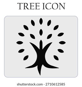 Ilustração de vetor de ícone de árvore minimalista, perfeito para marca eco-friendly, logotipos da natureza, projetos ambientais, gráficos de sustentabilidade e design digital moderno.