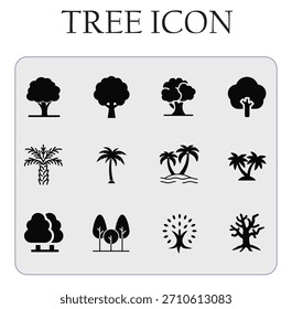 Ilustração de vetor de ícone de árvore minimalista, perfeito para marca eco-friendly, logotipos da natureza, projetos ambientais, gráficos de sustentabilidade e design digital moderno.