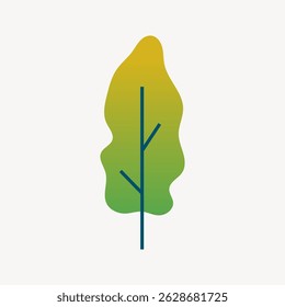 Minimalist tree illustration with a gradient from yellow to green. Simple tree design with a modern, abstract look. Perfect for nature-themed projects. Leaf illustration vector.