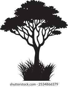 Minimalist Tree of Jungle Silhouette Vector Art 