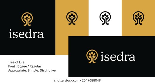 Minimalist tree of life logo with modern nature-inspired design. This clean vector icon symbolizes growth, calm, and balance — ideal for wellness, botanical, eco, or lifestyle branding.