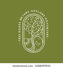 minimalist tree logo design vector illustration
