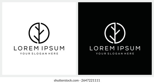 Vector minimalista del diseño del logotipo del árbol