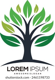 a minimalist tree logo vector art illustration with a tree icon logo