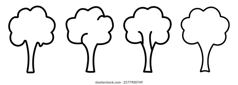 Minimalist Tree Outline Illustrations Perfect for Coloring Pages and Simple Nature Inspired Designs