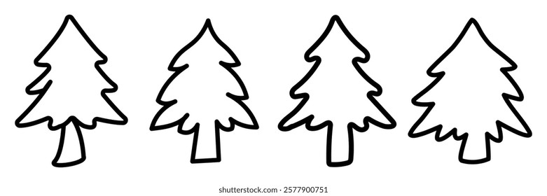 Minimalist Tree Outline Illustrations Perfect for Coloring Pages and Simple Nature Inspired Designs