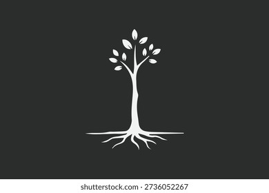 Minimalist Tree with Roots Logo Vector Illustration for Eco Branding