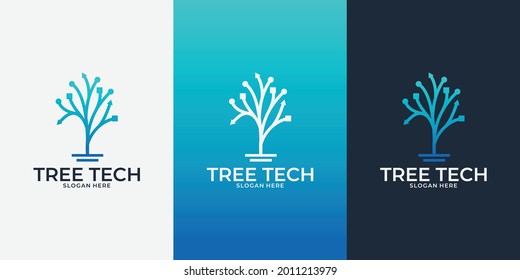 minimalist tree tech logo design for your company