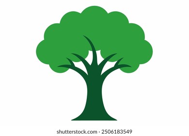 Minimalist Tree Vector Design on White Background  Vector Illustration, Logo Icon, Cartoon Clipart