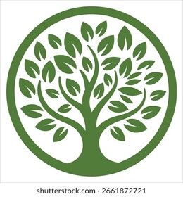 Projeto minimalista do logotipo do vetor da árvore. Ícone versátil limpo perfeito para marcas ecológicas e identidades de negócios sustentáveis.