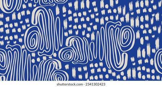Minimalist trendy abstract seamless pattern. Line art black and white illustrations. Modern vector template for design.
