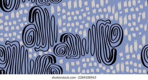 Minimalist trendy abstract seamless print . Line art black and white illustrations. Modern vector template for design.