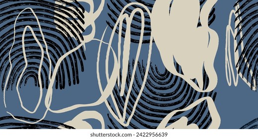 Minimalist trendy artistic line art pattern. Modern black and white vector template for design.
