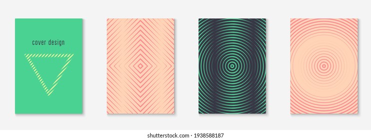Minimalist trendy cover. Colored patent, mobile screen, presentation, placard mockup. Pink and green. Minimalist trendy cover with line geometric elements and shapes.