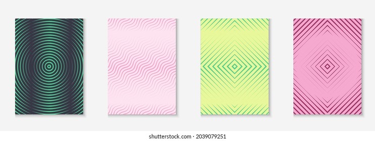 Minimalist trendy cover. Digital mobile screen, web app, page, journal layout. Yellow and pink. Minimalist trendy cover with line geometric elements and shapes.