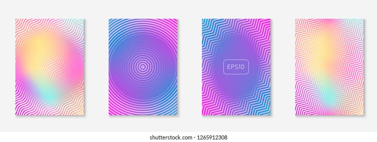 Minimalist trendy cover. Holographic. Wavy patent, mobile screen, journal, invitation layout. Minimalist trendy cover with line geometric elements and shapes.