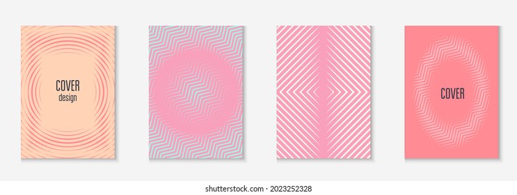 Minimalist trendy cover. Pink and purple. Halftone book, wallpaper, presentation, page concept. Minimalist trendy cover with line geometric elements and shapes.