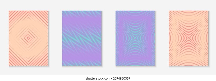 Minimalist trendy cover. Pink and purple. Linear booklet, certificate, report, book concept. Minimalist trendy cover with line geometric elements and shapes.