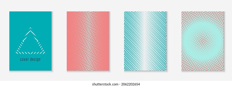 Minimalist trendy cover. Pink and turquoise. Minimalistic certificate, page, placard, report layout. Minimalist trendy cover with line geometric elements and shapes.