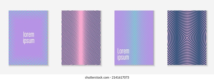 Minimalist trendy cover. Purple and turquoise. Vintage invitation, placard, banner, book concept. Minimalist trendy cover with line geometric elements and shapes.