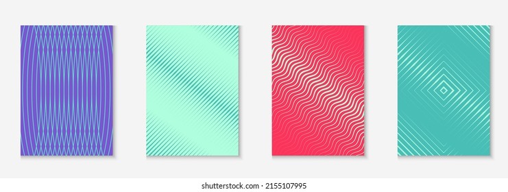 Minimalist trendy cover. Red and green. Dynamic flyer, folder, page, placard mockup. Minimalist trendy cover with line geometric elements and shapes.